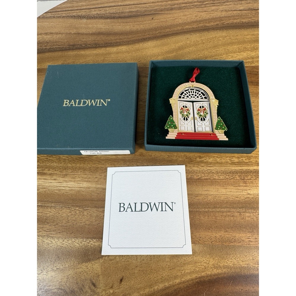 1998 Baldwin Classics Palladian Doorway Christmas Ornament W/ Original  Box 24kt